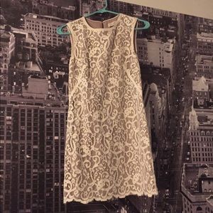 Donated - NWOT white lace Loft shift dress w/ nude underlay